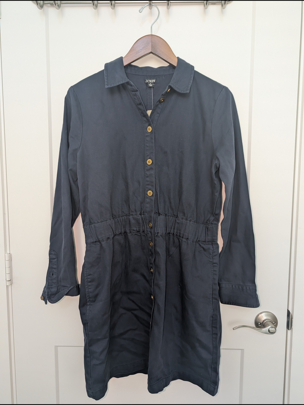 J.Crew Navy Button-Front Chino Dress